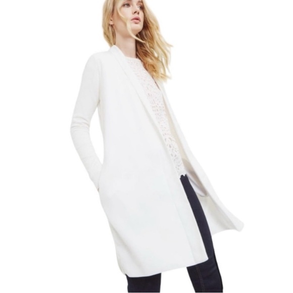 Ted Baker Sweaters - TED BAKER Sonia White Wrap Longline Open Woven Front Cardigan - US 4